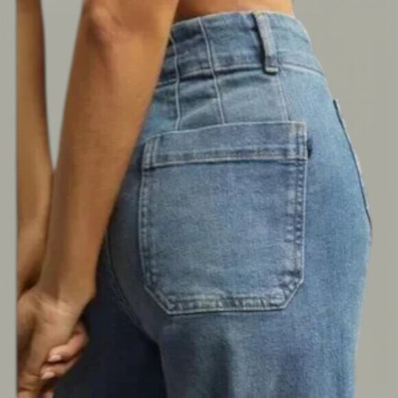 Anthro Pilcro Skipper Wide Leg Crop Jeans High Rise Distressed 27 - Picture 2 of 11